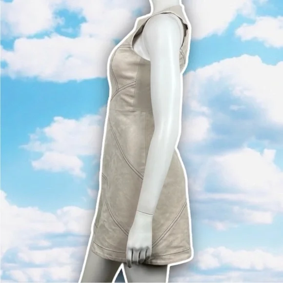 BCBGMAXAZRIA Alaina Faux Suede A-Line Zip Up Dress Mod Date Night Retro 60s - Picture 7 of 14